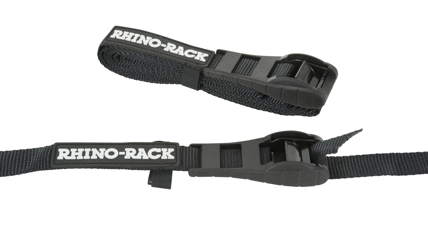 Paire de sangles à came noires de 3,5 m pour accessoires Rhino-Rack, fixation solide pour équipements de transport.