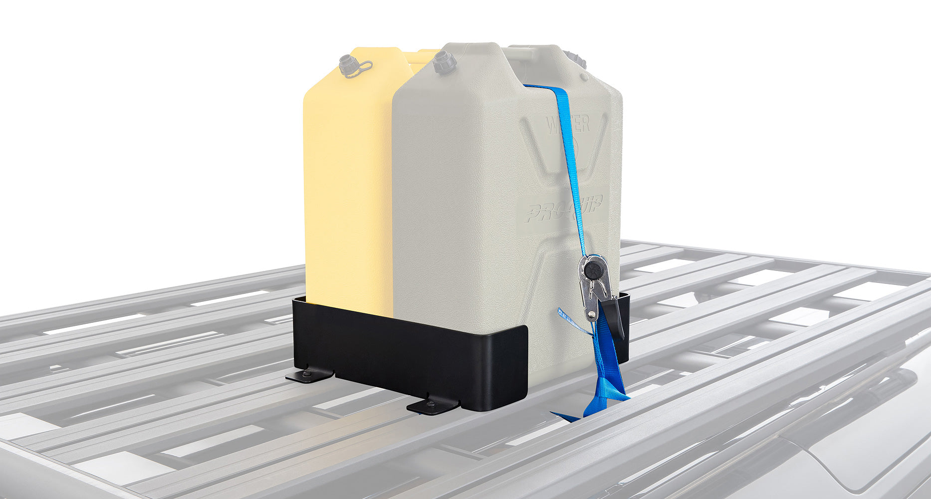 Support double pour jerrican Pioneer de RHINO-RACK, accessoire robuste pour porte-bagages tout-terrain.