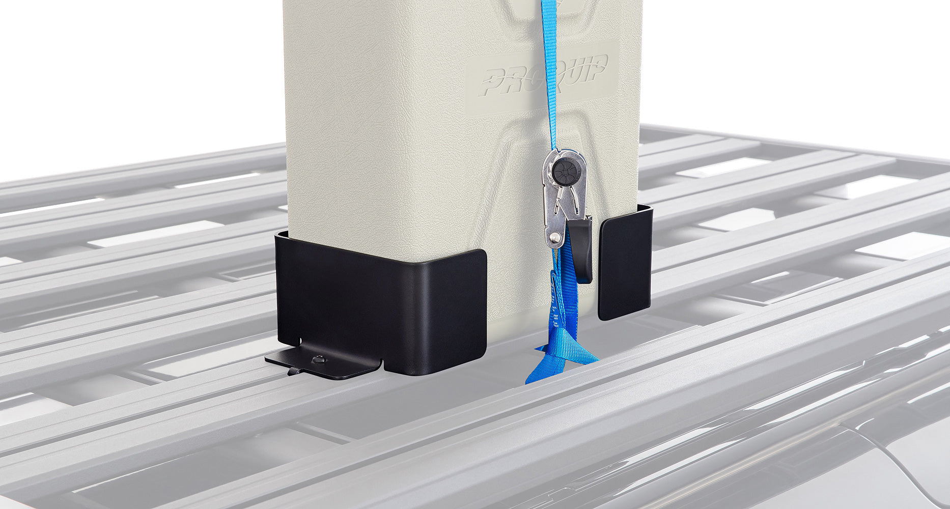 Support pour jerrican Pioneer RHINO-RACK, accessoire unique pour porte-à-faux, en métal robuste, pour rangement sécurisé.