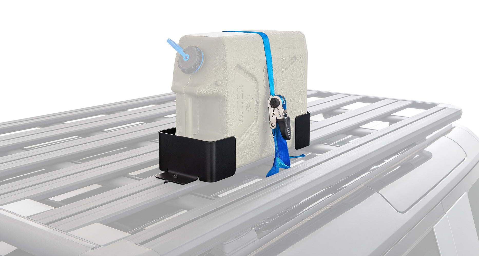 Support pour jerrican Pioneer RHINO-RACK, accessoire unique en métal robuste pour porte-bidon sur véhicule tout-terrain.