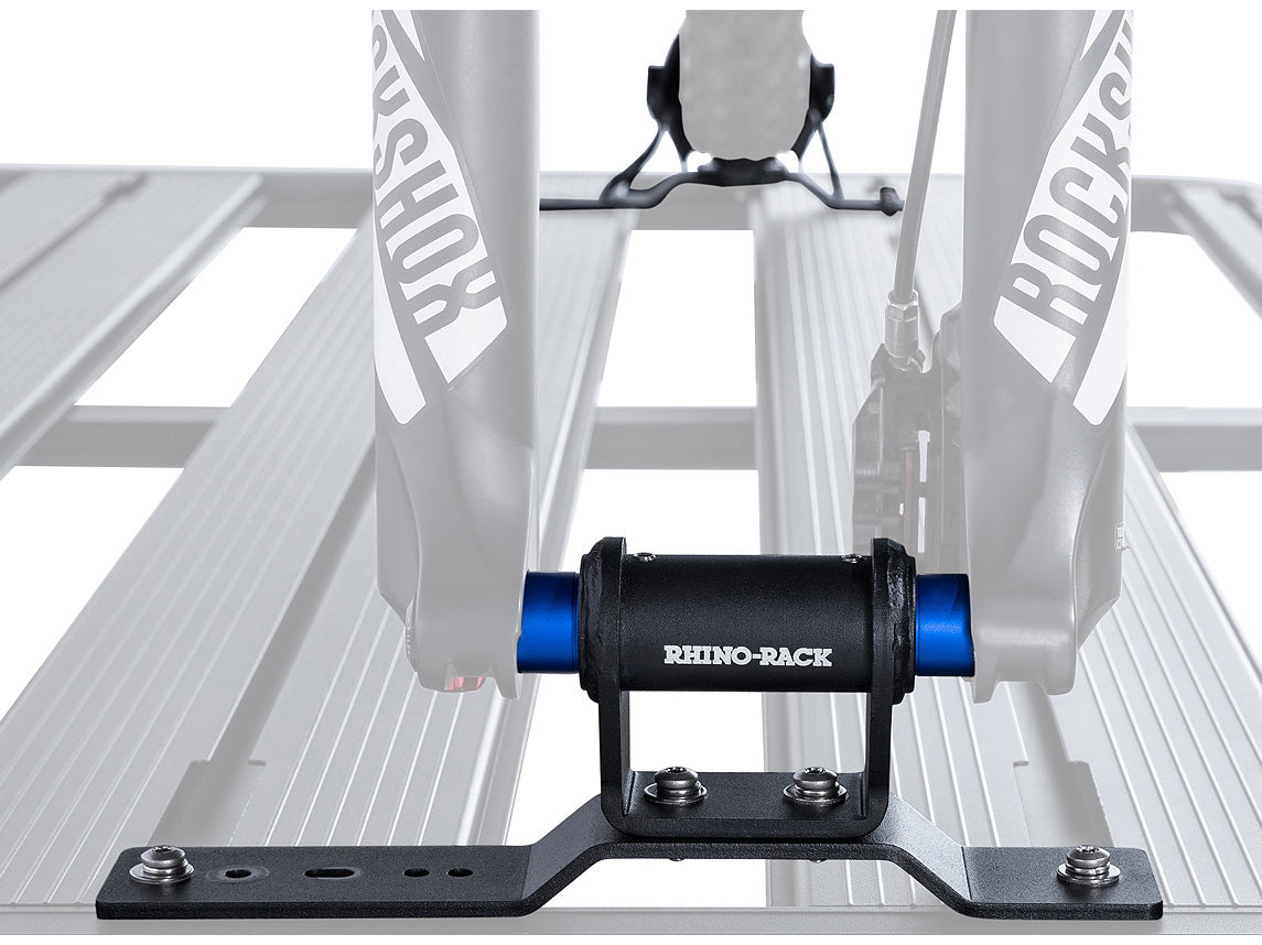 Support de montage pour vélo avec axe traversant Pioneer de Rhino-Rack, accessoire robuste pour porte-vélos Rhino-Rack.