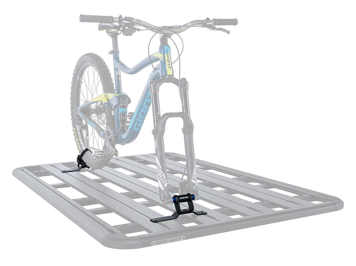 Support pour vélo avec axe traversant Pioneer de Rhino-Rack, accessoire robuste pour montage sécurisé de vélos.