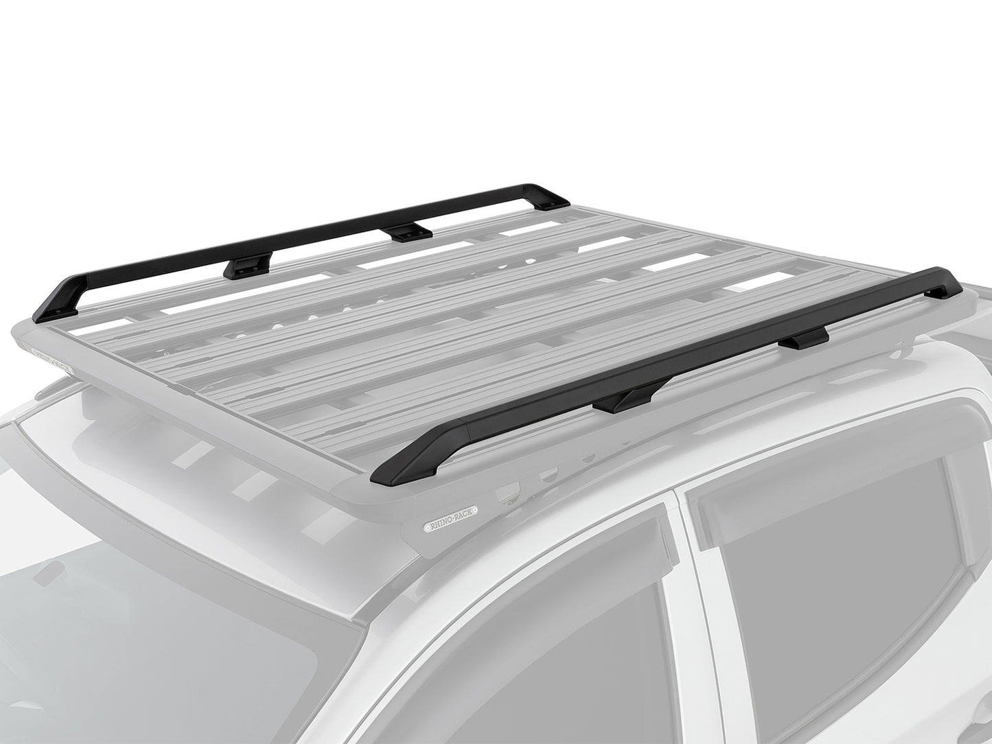 Rails latéraux de 1500mm pour galerie Pioneer 6 de Rhino-Rack, accessoires robustes en métal noir pour montage sur véhicule.