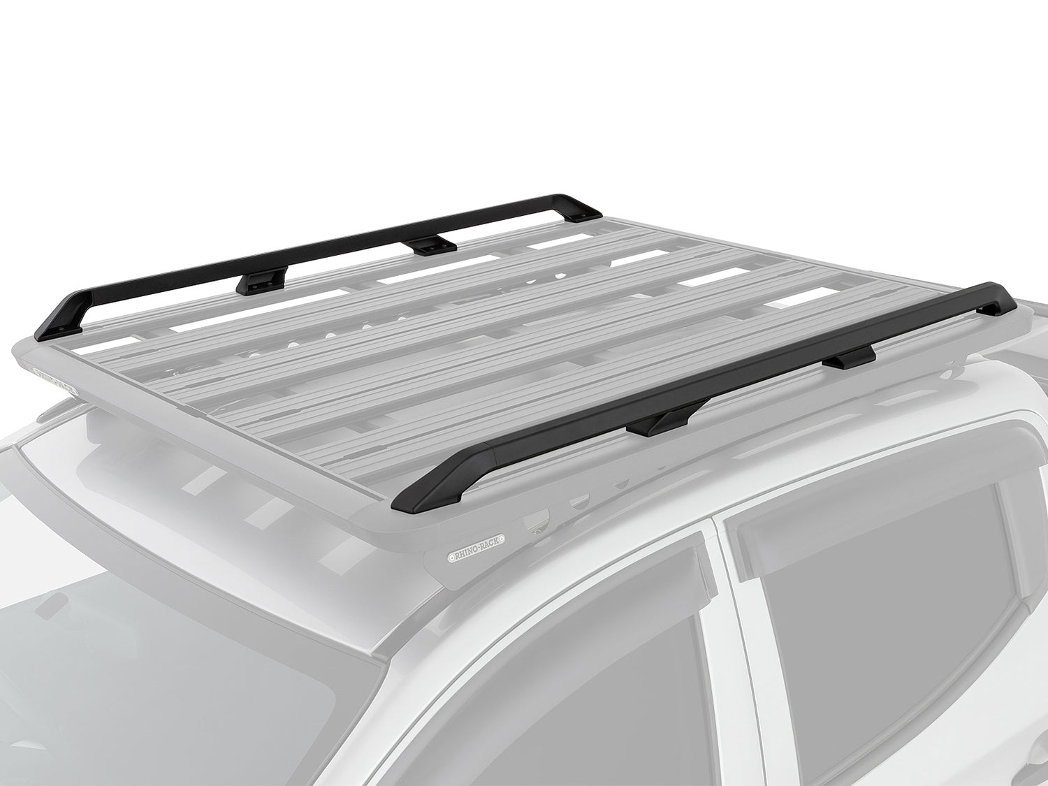Rails latéraux de 1500mm pour galerie Pioneer 6 de Rhino-Rack, accessoires robustes en métal noir pour montage sur véhicule.