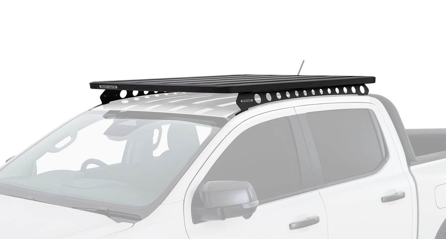 Système de montage Backbone pour double cabine Ford Ranger P703 et VW Amarok Gen2, accessoires Rhino-Rack, vue de face.