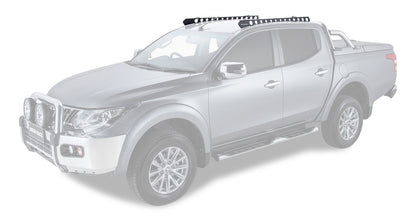 Système de montage Backbone pour Mitsubishi Triton, accessoire Rhino-Rack, montrant la fixation robuste pour le toit.