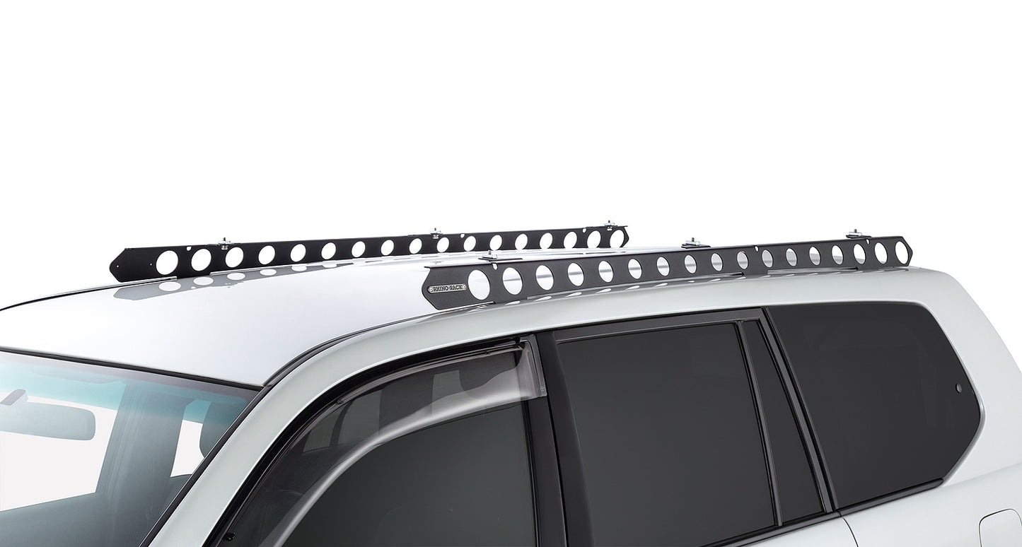 Système de fixation Backbone pour Prado 120, accessoire Rhino-Rack, montage robuste en acier noir pour rack de toit Rhino-Rack.