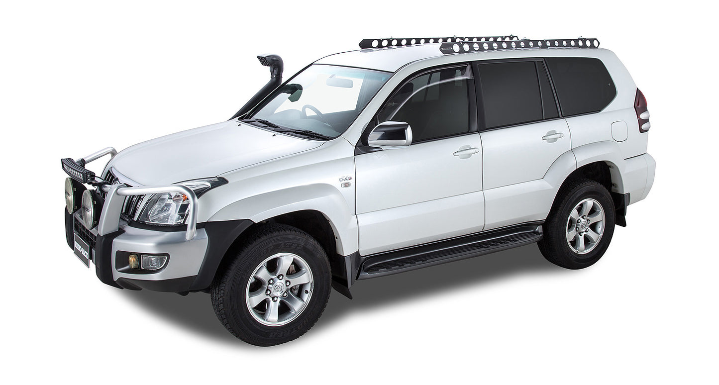 Système de montage Backbone pour Prado 120 de Rhino-Rack, accessoire de fixation robuste pour véhicule tout-terrain.