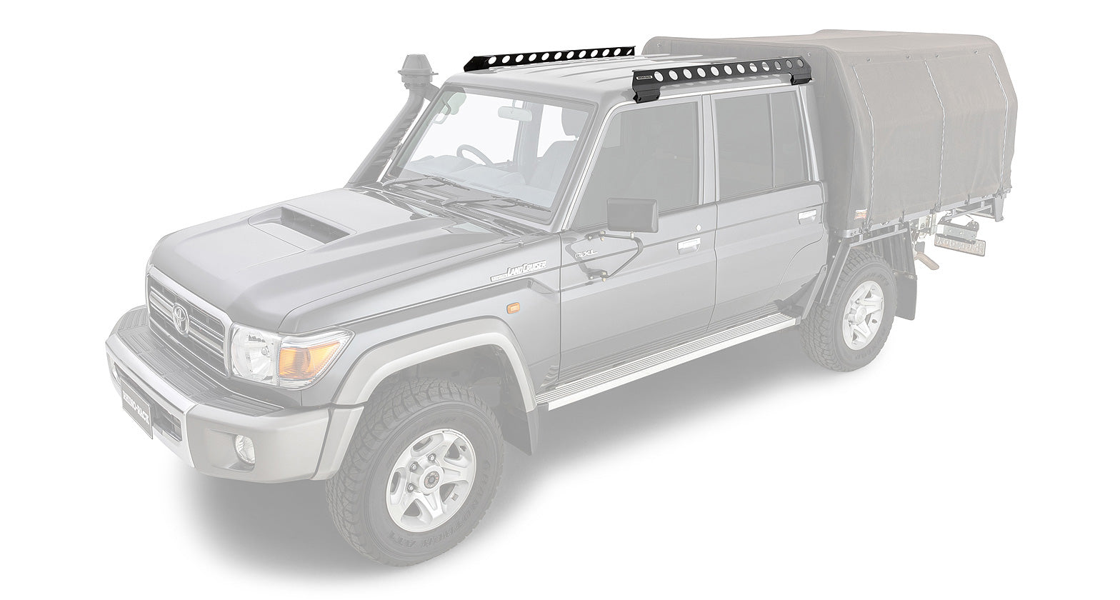 Système de montage Backbone pour Toyota 79 Series Landcruiser, accessoire Rhino-Rack, fixation robuste pour racks de toit.