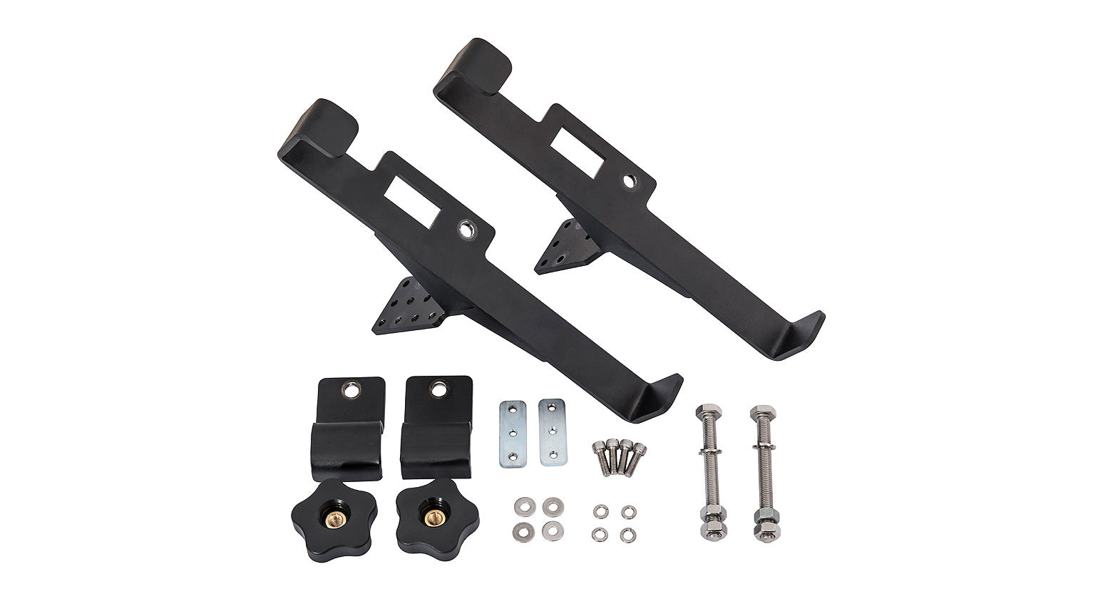 Support d’échelle pliante Rhino-Rack Pioneer, accessoire pour porte-échelle, en acier robuste et fixation sécurisée.