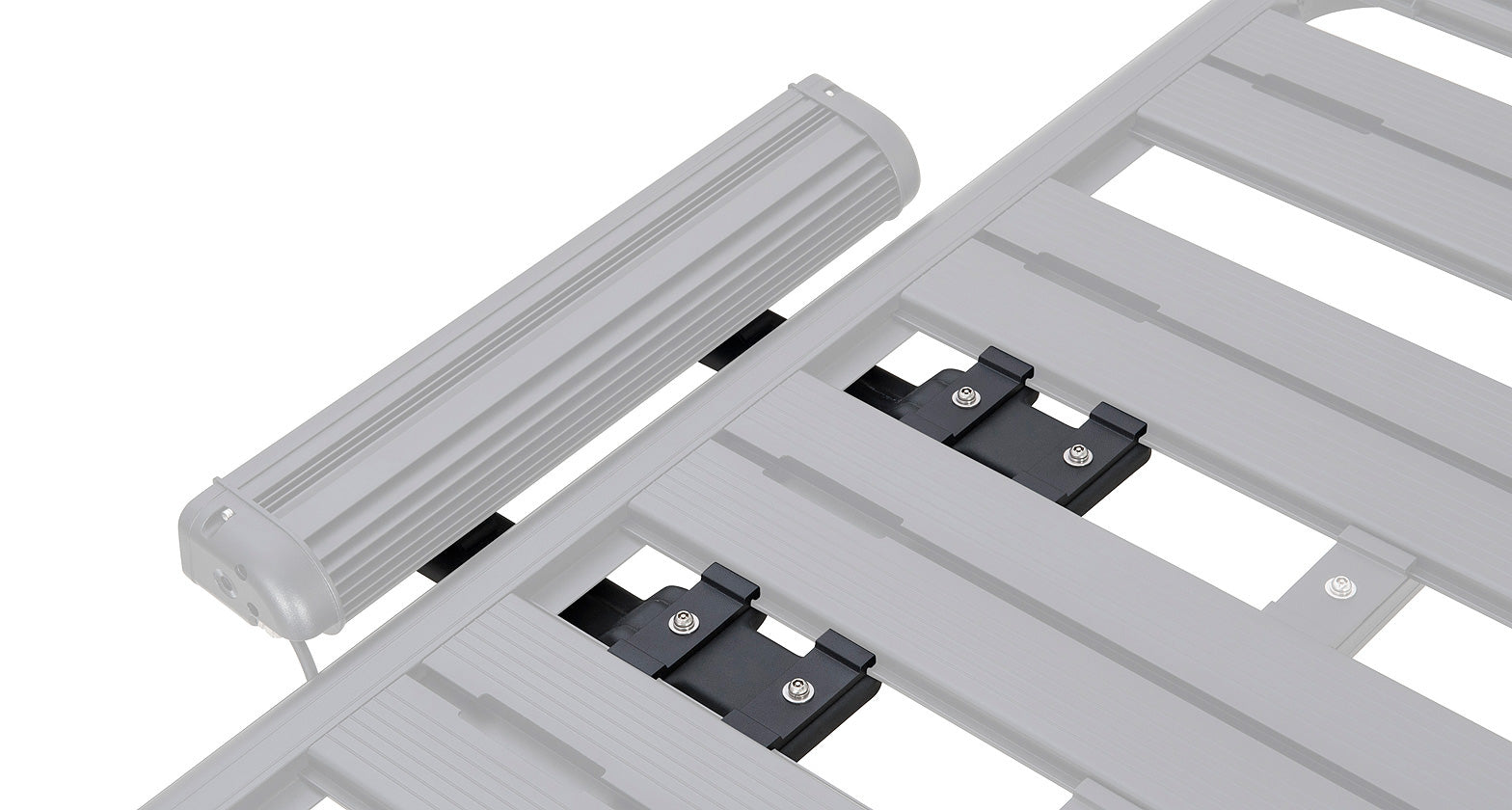 Support d'éclairage DEL Pioneer pour rack Rhino-Rack, accessoire robuste pour équipement d’éclairage sur véhicule.