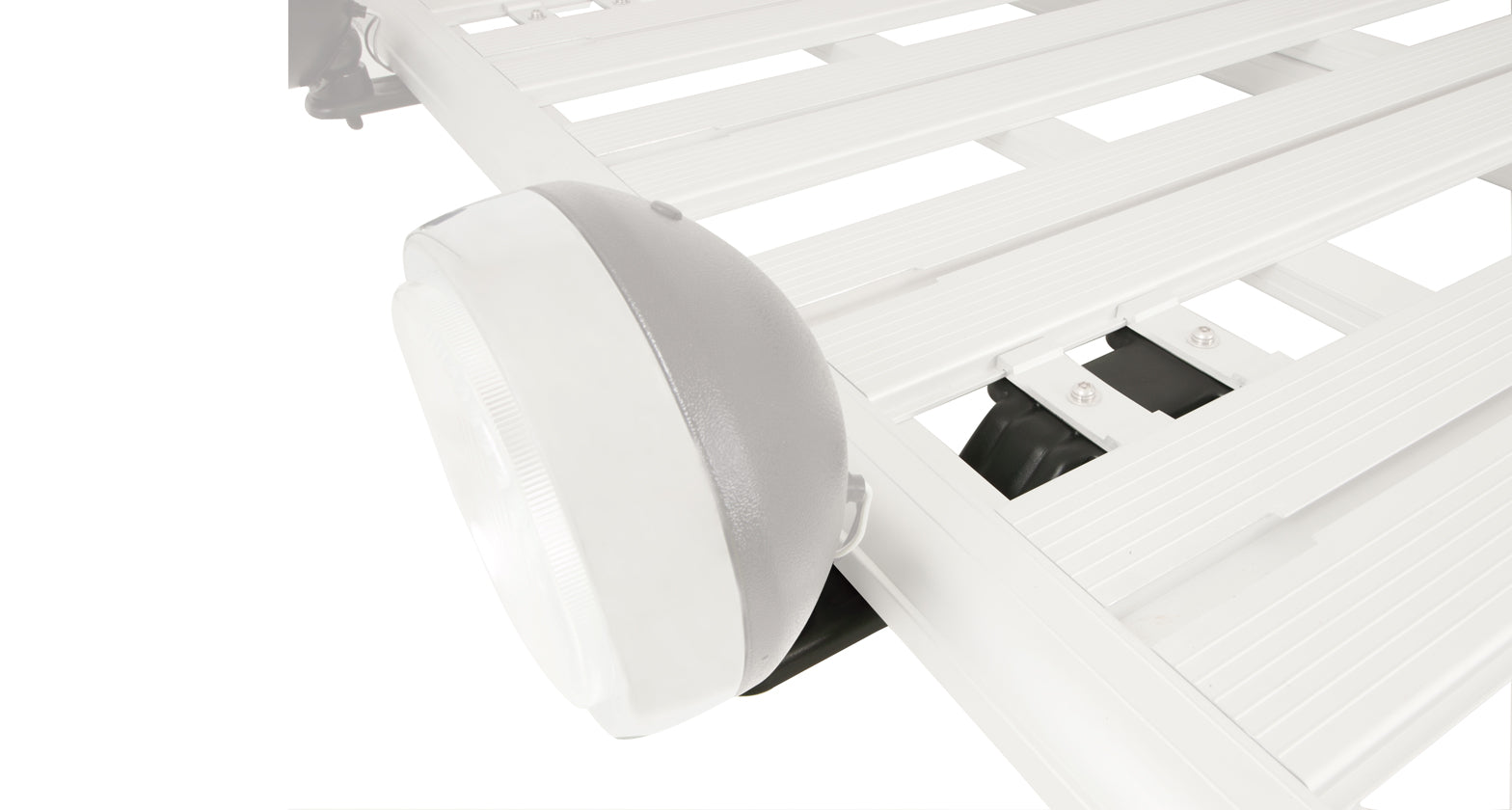 Support d'éclairage DEL Pioneer pour accessoires RhinoRack, fixe et robuste, installation sur véhicule tout-terrain.