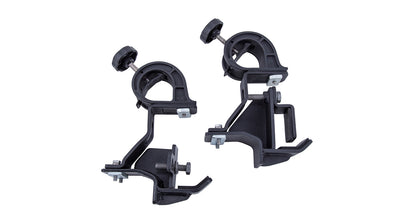 Support Rhino-Rack pour pelle et cric Hi-Lift sur plateforme Pioneer, accessoire robuste pour transport sécurisé.