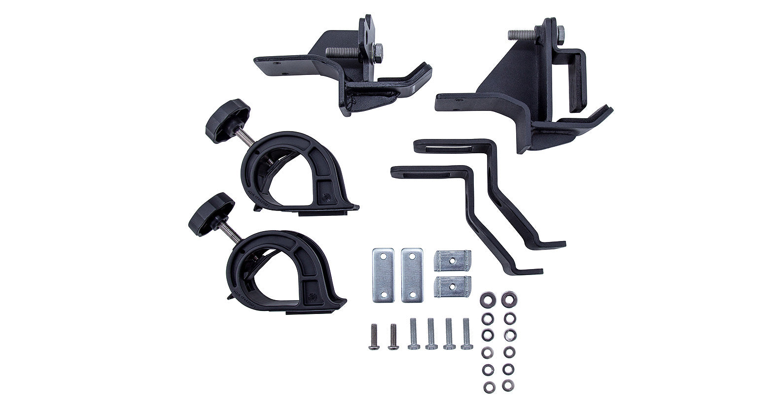 Support RHINO-RACK pour pelle et cric Hi-Lift sur plateforme Pioneer, accessoire robuste pour équipements tout-terrain.