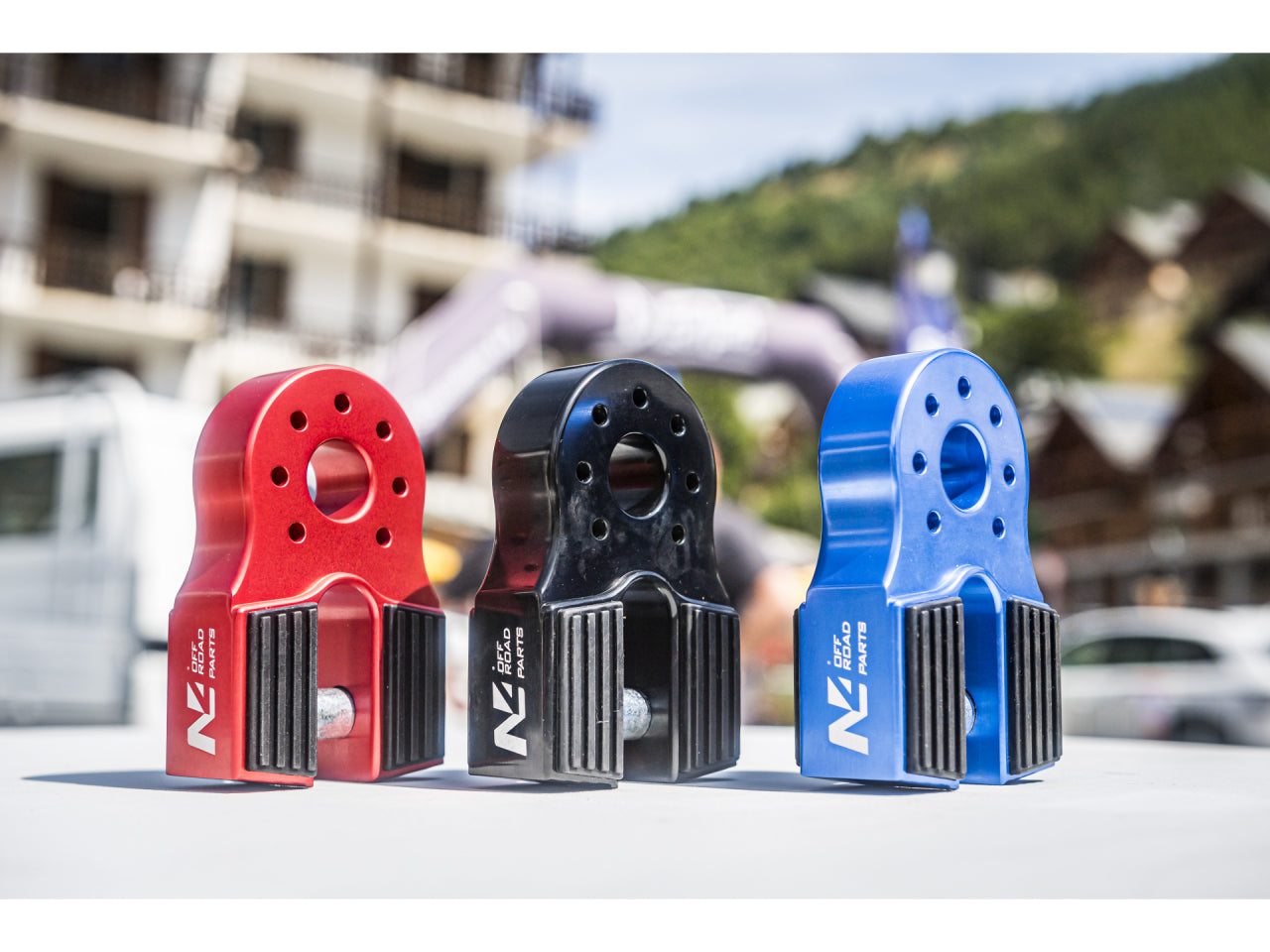 Arrêt de corde 10T en alu noir pour manille rigide, accessoire de treuil N4 OFFROAD, robuste et léger pour 4x4 tout-terrain.