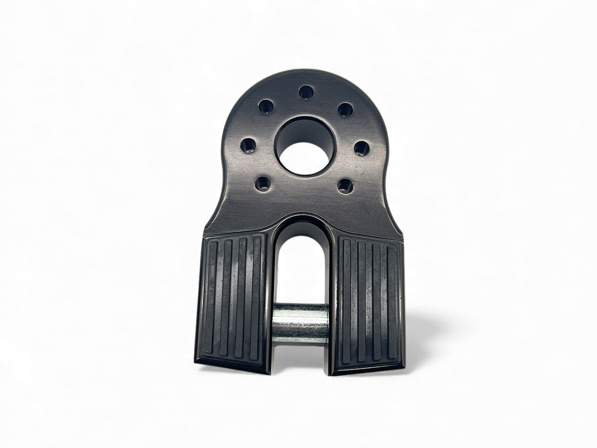 Arrêt de corde en aluminium noir pour manille rigide, accessoire pour treuils N4 OFFROAD, résistant et léger.