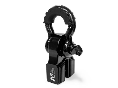 Arrêt de corde en aluminium noir pour manille rigide, accessoire treuil N4 OFFROAD, capacité 10 tonnes, robuste et léger.
