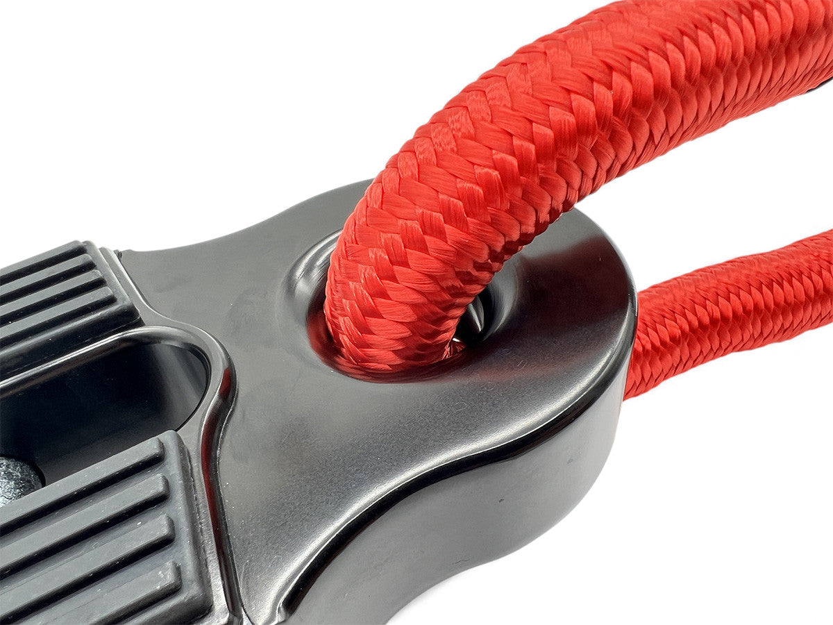 Arrêt de corde 10T en alu noir pour manille souple, accessoire pour treuils N4 OFFROAD, robuste et léger, pour usage tout-terrain.