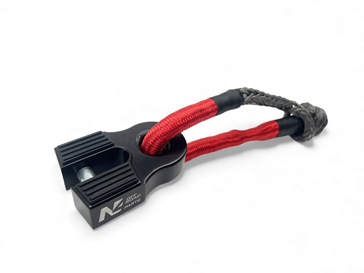 Arrêt de corde 10T en alu noir pour manille souple, accessoire treuil N4 OFFROAD pour véhicules tout-terrain.
