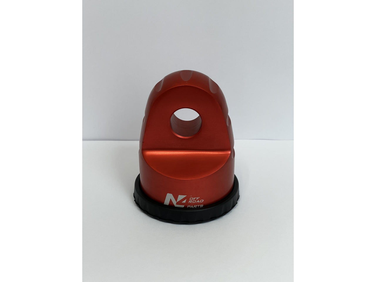 Arrêt de corde 8T en aluminium anodisé rouge pour fixation manille, accessoire treuil N4 OFFROAD, léger et robuste.