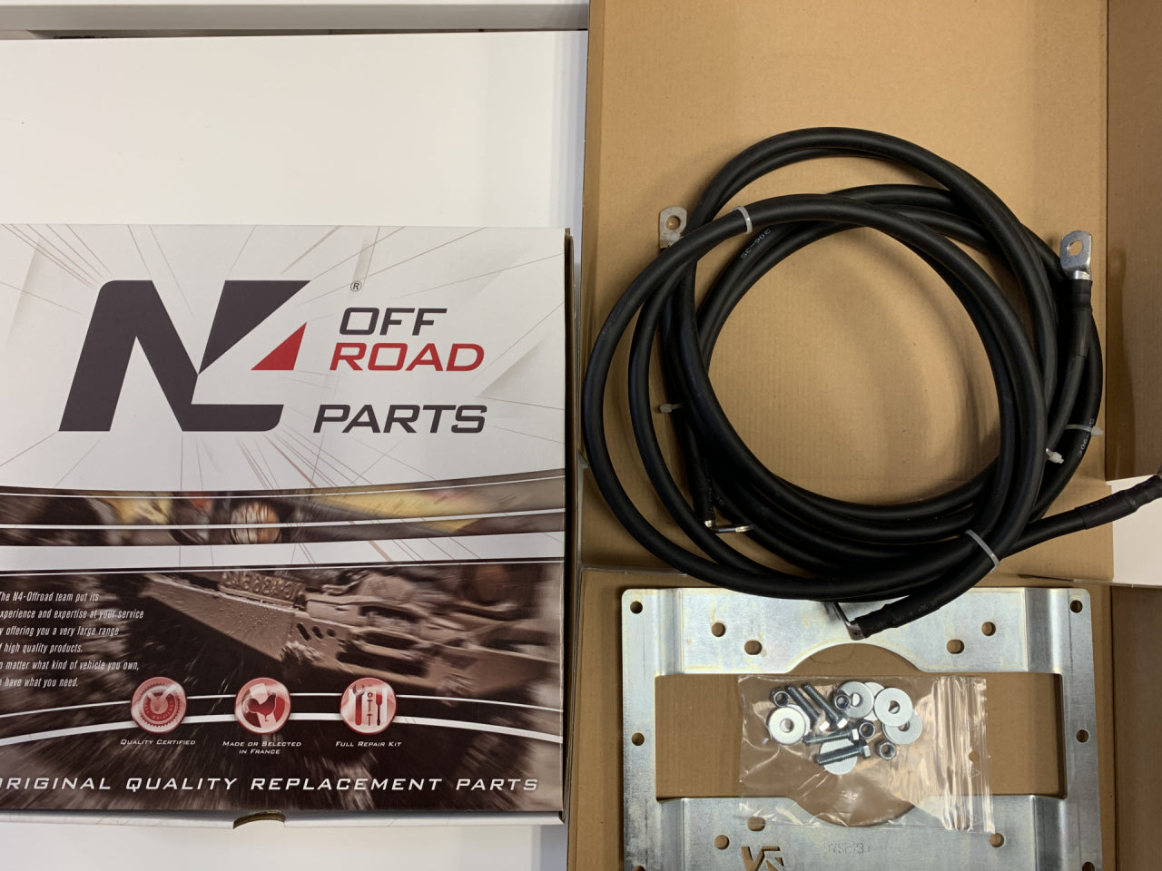 Kit support de fixation déport de 2 mètres pour boîtier relais de treuil Warn VR Evo Zeon Tabor N4-Offroad, accessoire pour treuils.