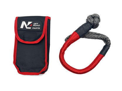 Manille souple textile 10T avec sacoche N4 OFFROAD, accessoires pour treuils, robuste et facile à transporter, idéal pour l’off-road.