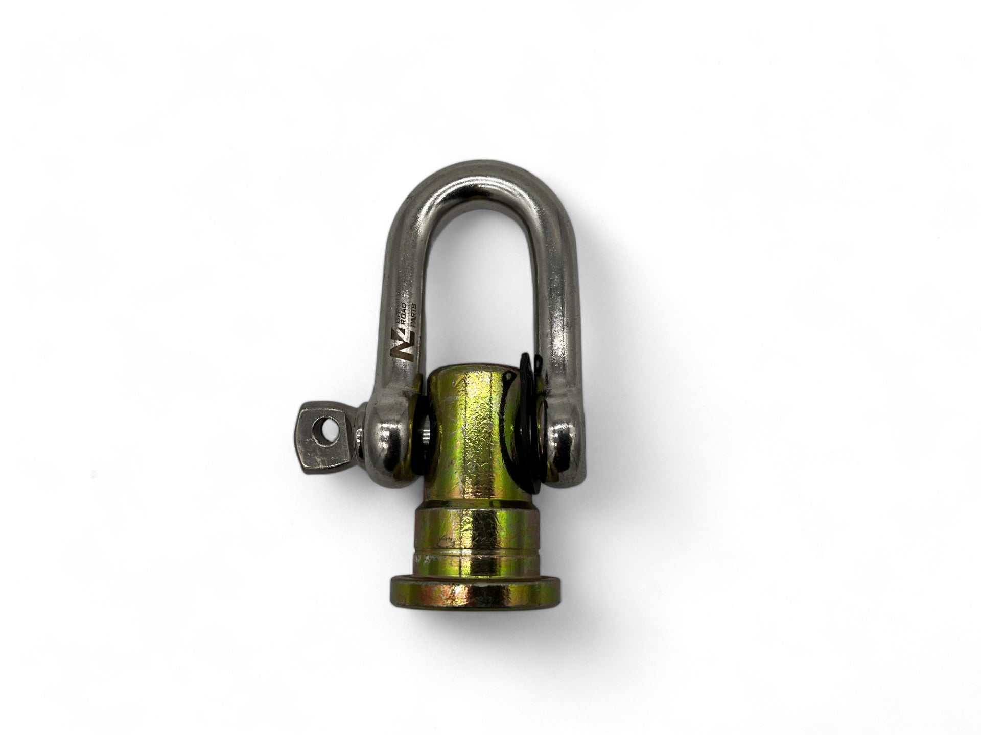 Manille tournante en inox pour pare-chocs, accessoire treuil N4 OFFROAD, robuste et résistante pour véhicules tout-terrain.