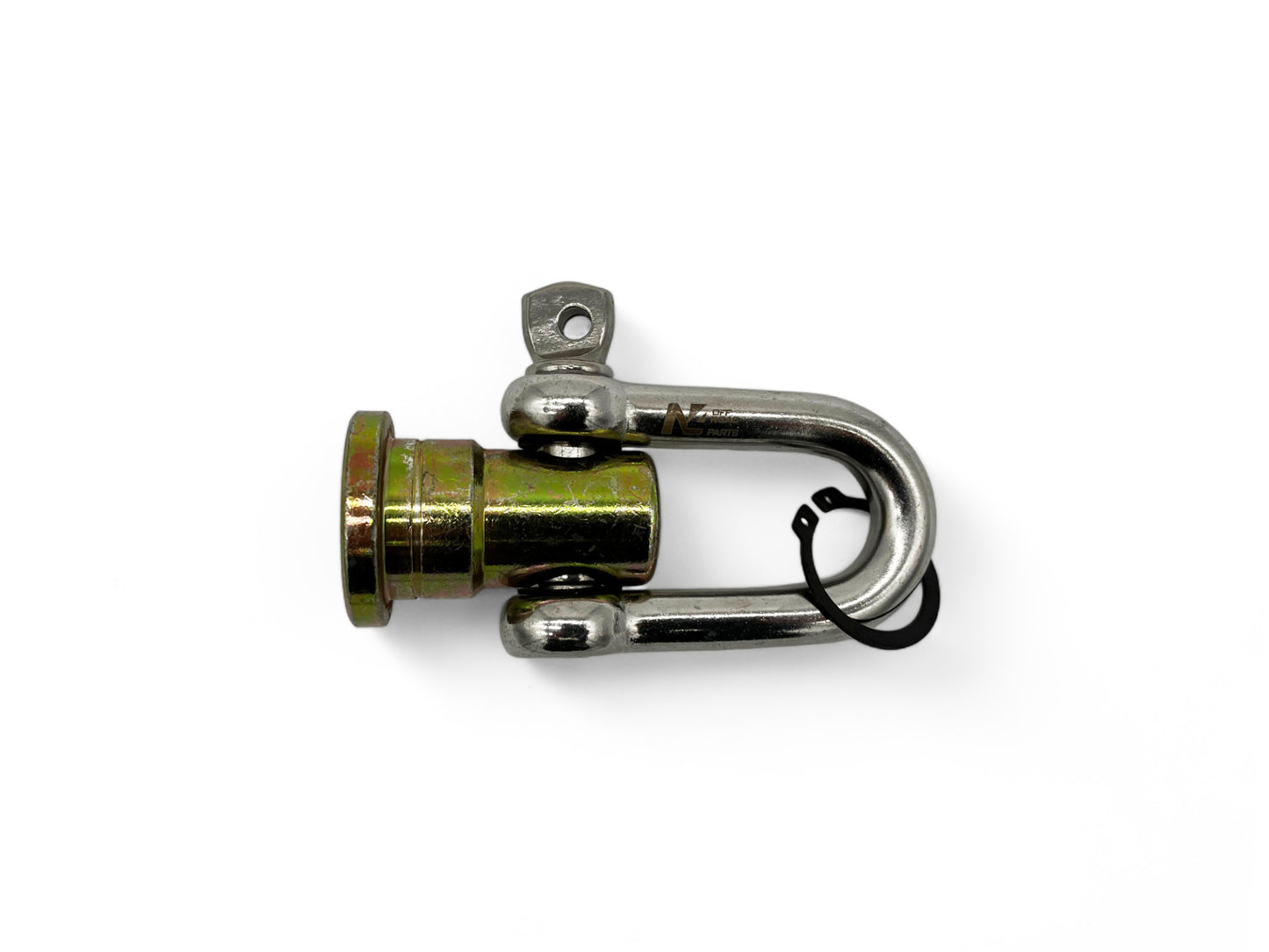 Manille tournante en inox pour pare-chocs, accessoire treuil N4 OFFROAD, robuste et durable pour véhicules tout-terrain.