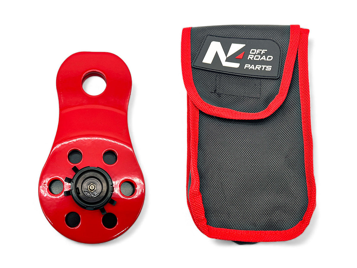 Poulie ouvrante de mouflage 10T N4 OFFROAD avec sacoche, accessoire robuste pour treuils tout-terrain, en métal noir.