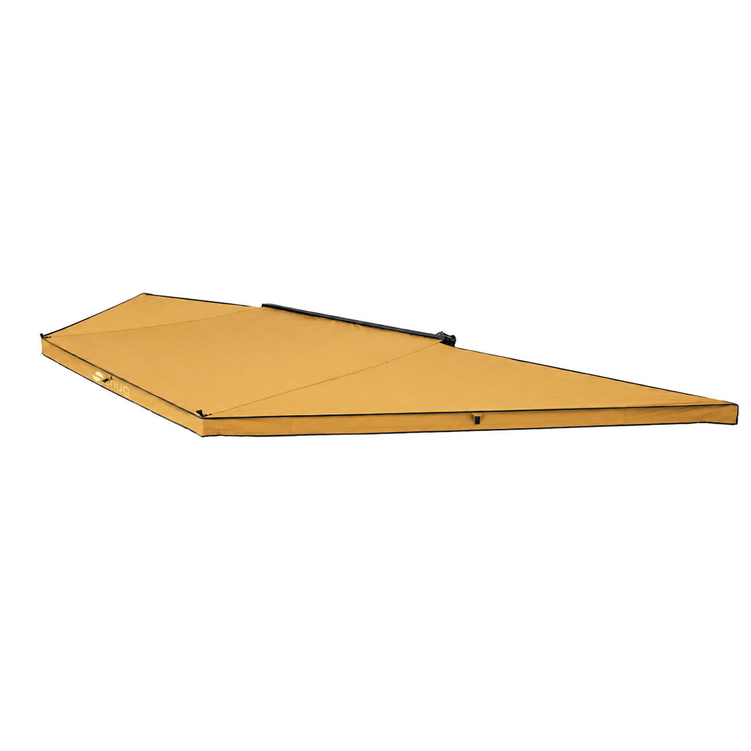 Auvent autoportant SNUG MALAGA 180° pour 4x4, installé sur un véhicule tout-terrain, avec toile résistante et structure robuste.