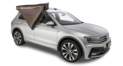 Auvent circulaire 270° Batwing Compact 2m de RHINO-RACK avec fixations STOW IT, version droite, pour véhicule tout-terrain.