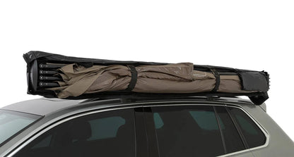 Auvent circulaire 270° Batwing Compact 2m gauche de RHINO-RACK avec fixations STOW IT, pour véhicule tout-terrain.