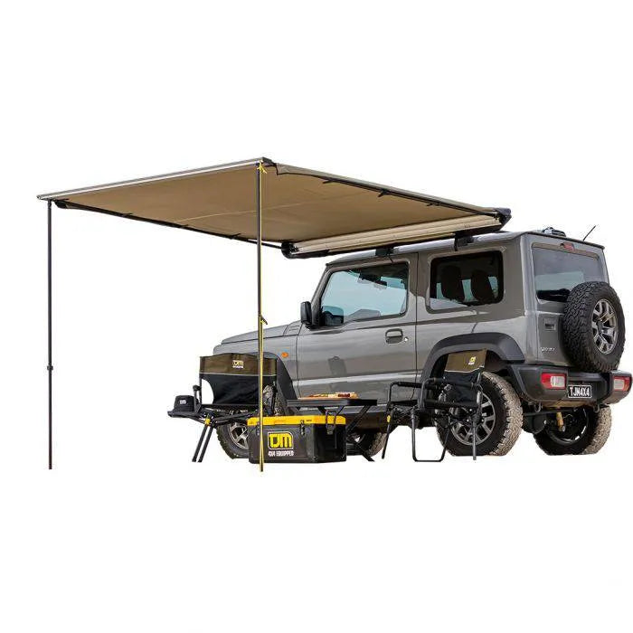 Auvent latéral TJM 4x4, dimensions 2000 x 2500 mm, en tissu robuste pour véhicule tout-terrain.