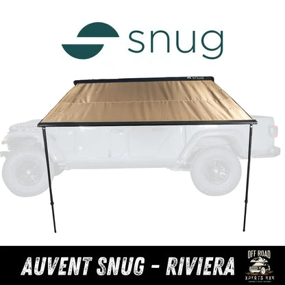 Auvent latéral SNUG Riviera pour 4x4 et van, protection solaire et ombrage, installation facile, tissu résistant.
