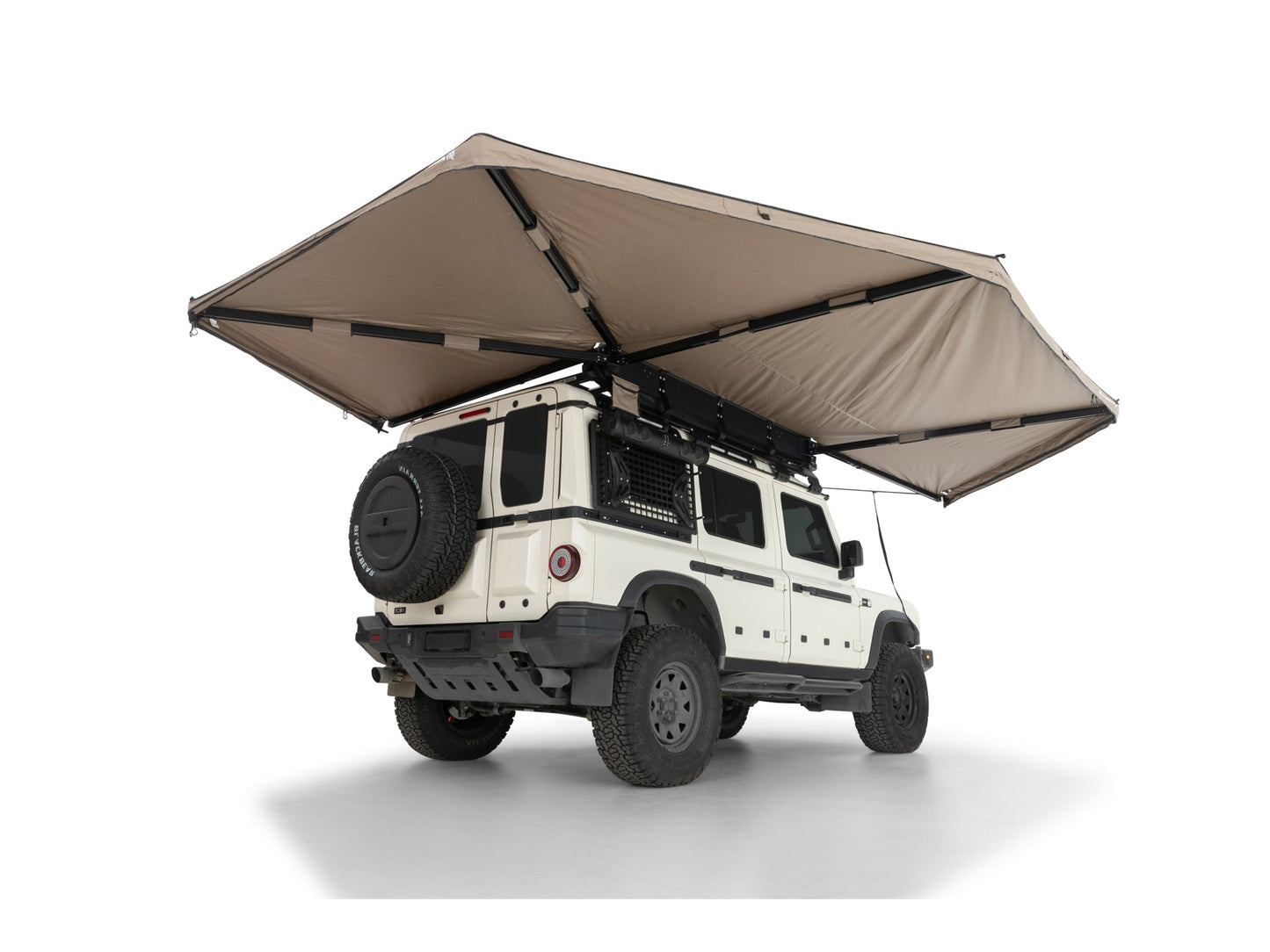 Auvent auto-portant RHINO-RACK avec parois, pack 270°, côté droit, conçu pour véhicules tout-terrain, robuste et pratique.