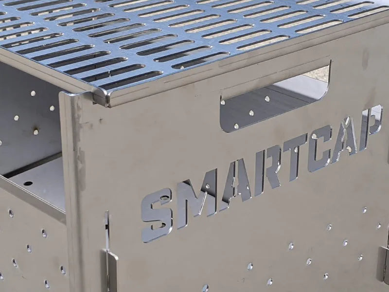 Brasero BBQ RSI SMARTCAP, barbecue de feu portatif en métal avec grille pour cuisson extérieure.