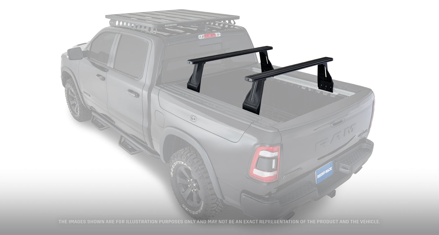 Kit de 2 barres de toit de 1260 mm pour Dodge Ram, système Reconn-Deck, marque RHINO-RACK, fixation robuste pour véhicule.