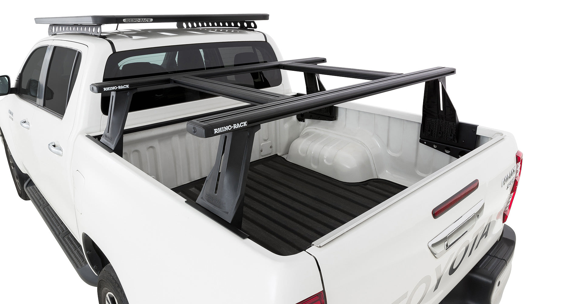Kit de 2 barres de toit RHINO-RACK pour Toyota Hilux Revo 2015+ avec système Reconn-Deck, longueur 1500 mm.