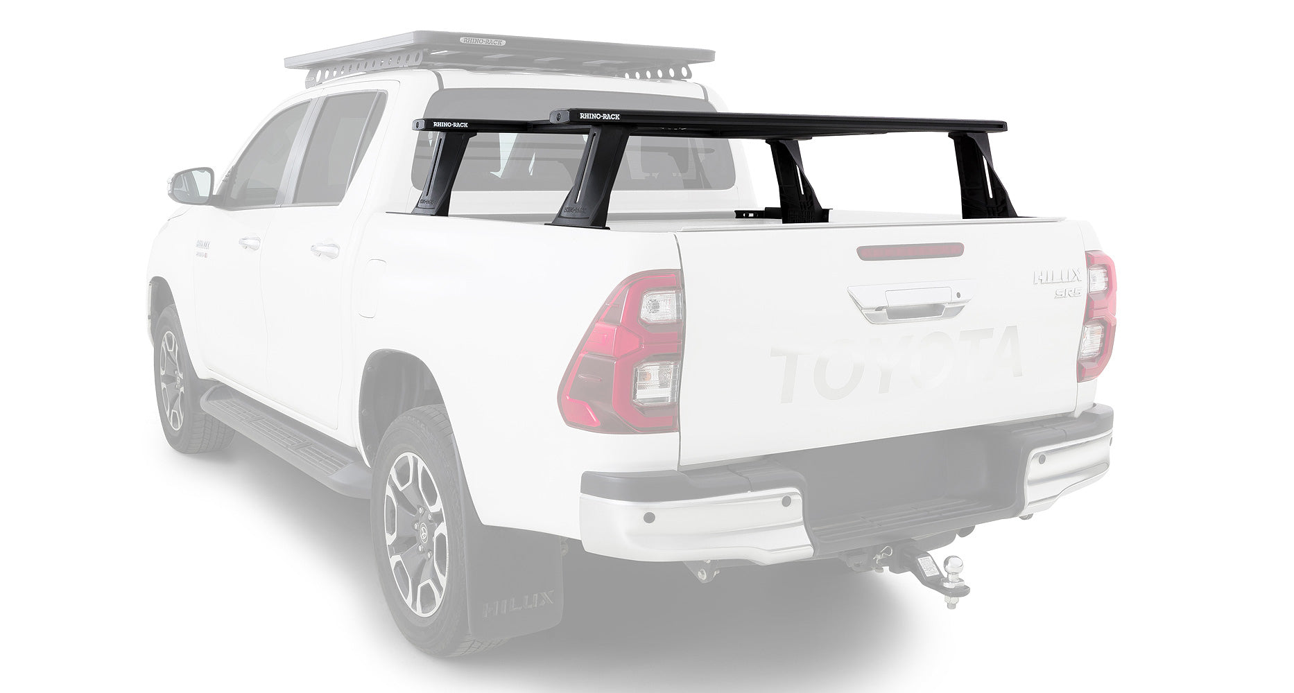 Kit de 2 barres de toit RHINO-RACK de 1500 mm pour Toyota Hilux Revo 2015+ avec système Reconn-Deck et transversales.