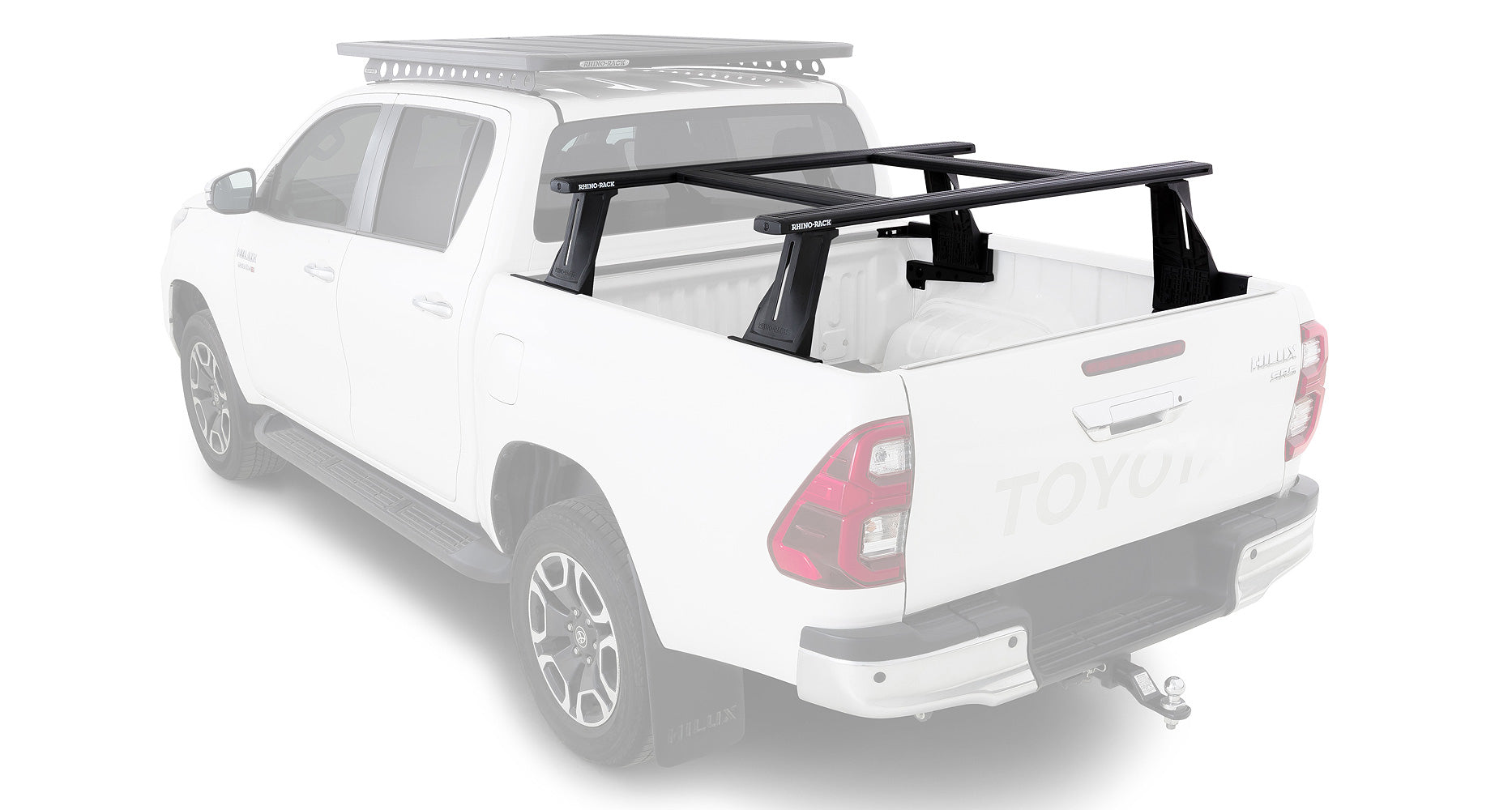 Kit 2 barres de toit RHINO-RACK pour Toyota Hilux Revo 2015+ avec système Reconn-Deck et transversales, 1500 mm.