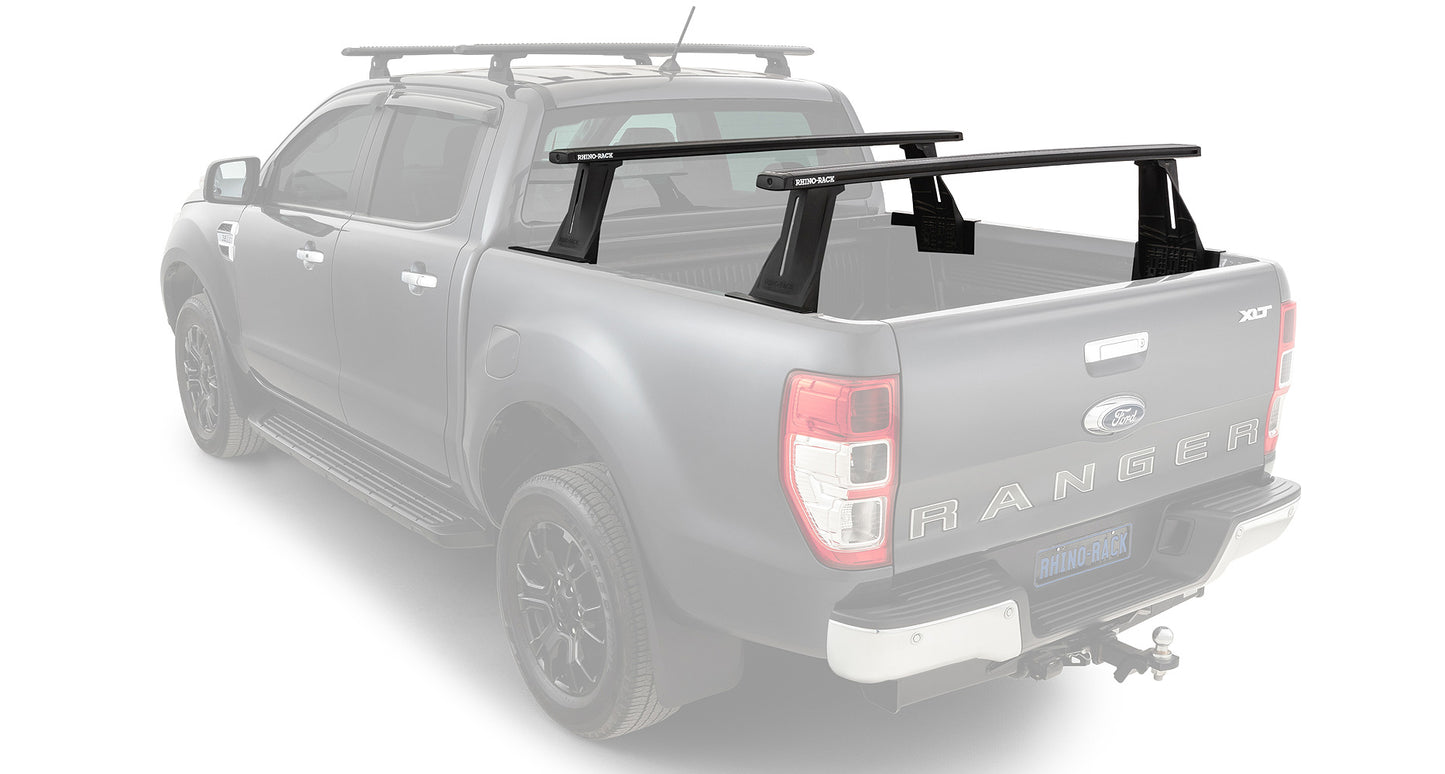 Kit de 2 barres de toit Reconn-Deck Rhino-Rack pour Ford Ranger T6/T7/T8 2011-2022, longueur 1500 mm, fixation robuste.