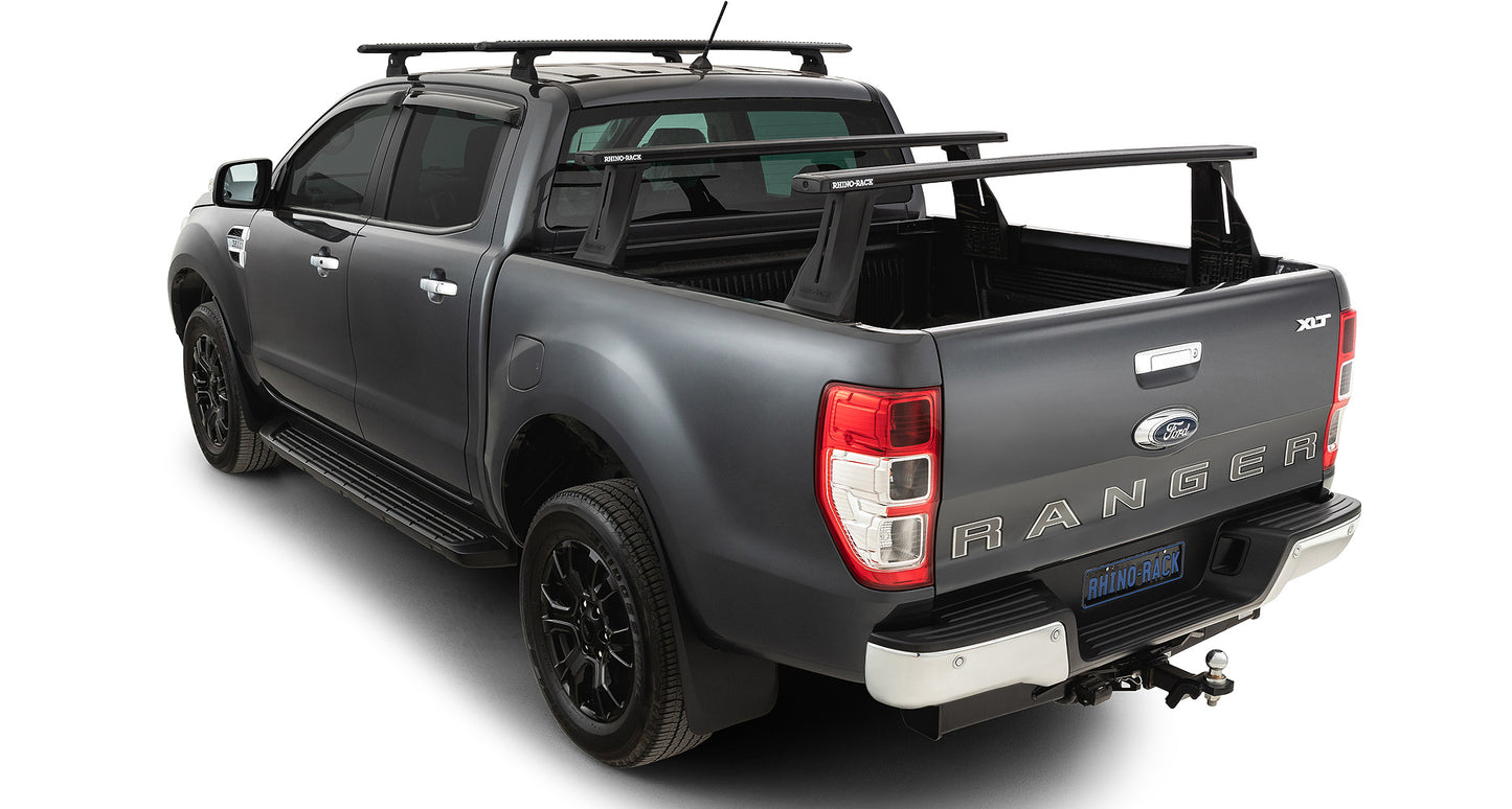 Kit de 2 barres de toit de 1500 mm pour Ford Ranger T6-T8, système Reconn-Deck, marque RHINO-RACK, pour transport sur véhicule.