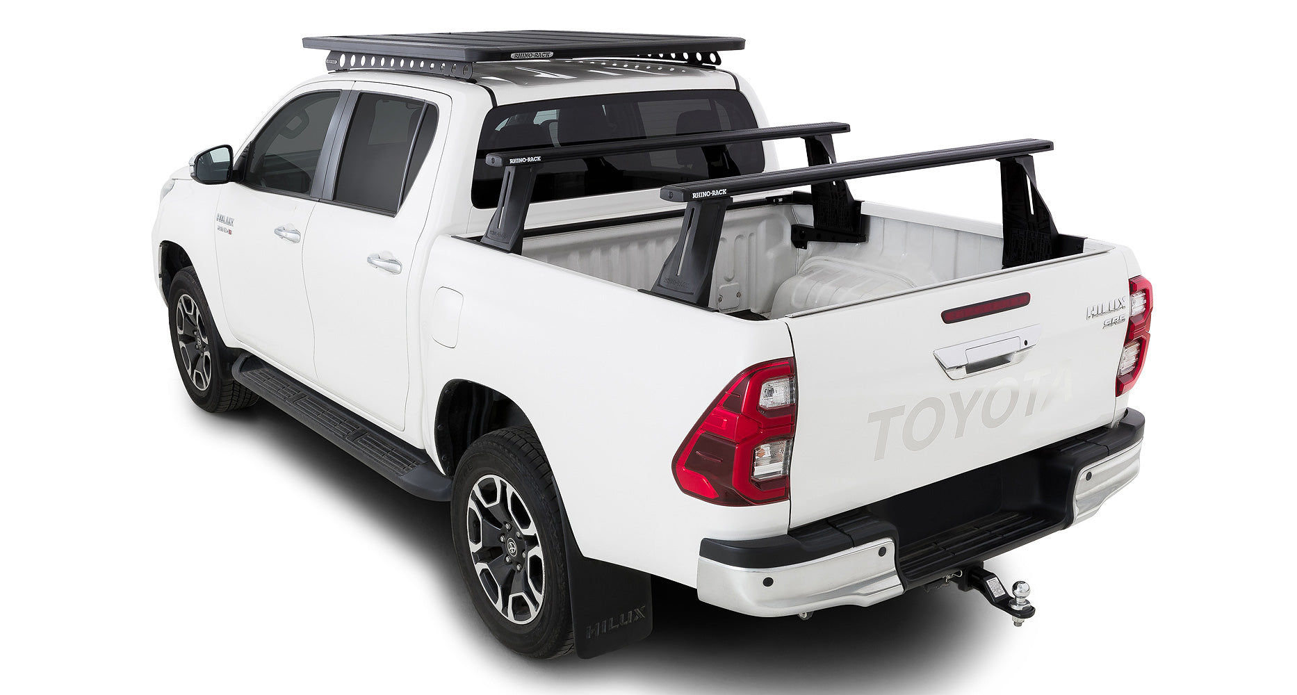 Kit de 2 barres de toit de 1500 mm pour Toyota Hilux Revo 2015+, système Reconn-Deck, marque RHINO-RACK.