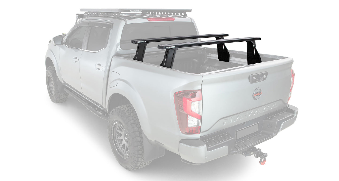 Kit de 2 barres de toit Vortex RHINO-RACK pour Nissan Navara NP300 2015+, système Reconn-Deck, robuste et idéal pour chargements.