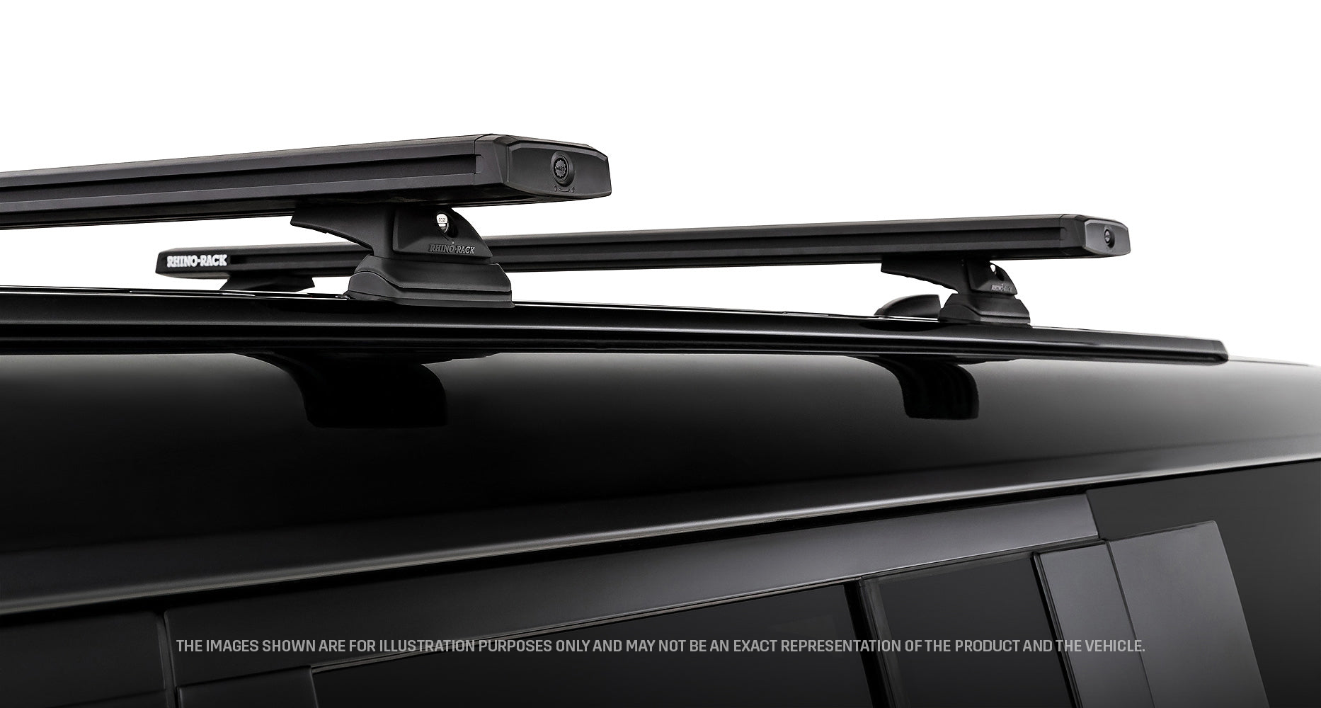 Kit 2 barres de toit RHINO-RACK de 1260 mm pour Land Rover Defender II 130 L663 2023+ avec système Reconn-Deck, vue de dessus.