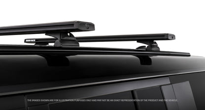 Kit 2 barres de toit RHINO-RACK de 1260 mm pour Land Rover Defender II 130 L663 2023+ avec système Reconn-Deck, vue de dessus.
