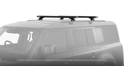 Kit de 2 barres de toit RHINO-RACK de 1260 mm pour Land Rover Defender II 130 2023+, système Reconn-Deck, vue de dessus