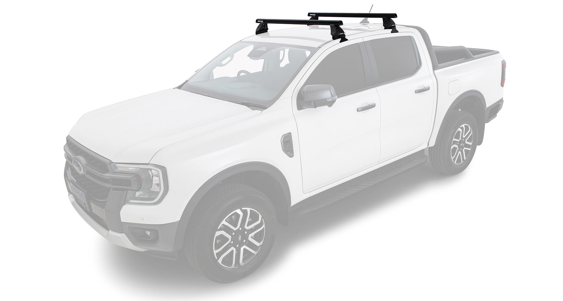 Kit de 2 barres de toit Rhino-Rack Heavy Duty noires de 1250mm pour Ford Ranger T9 et Raptor T9, série 2500, modèle 2022+.