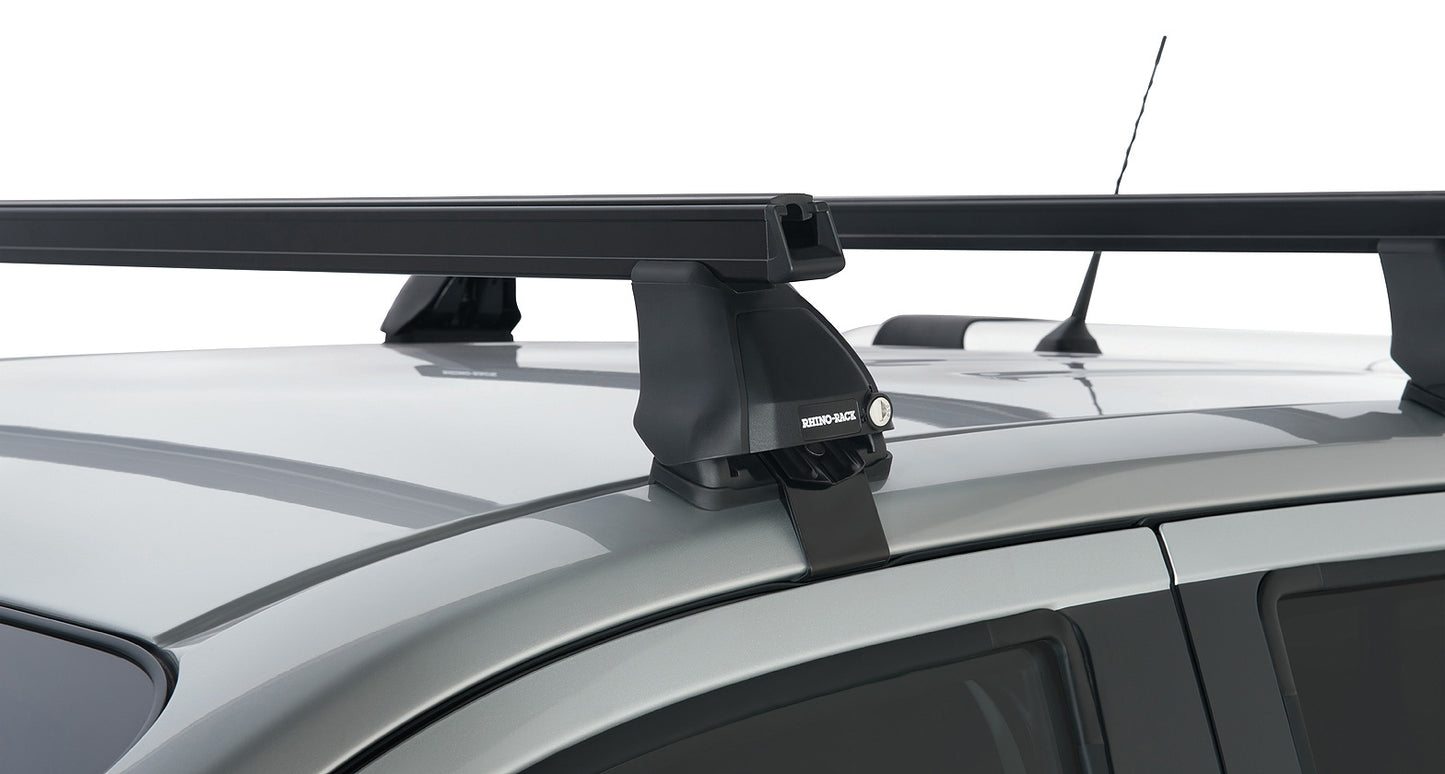 Kit de 2 barres de toit Heavy Duty noires de 1250mm pour Nissan Navara NP300 2015-2021, marque RHINO-RACK, série 2500.