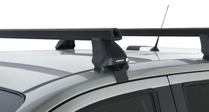 Kit de 2 barres de toit Heavy Duty noires de 1250mm pour Nissan Navara NP300 2015-2021, marque RHINO-RACK, série 2500.